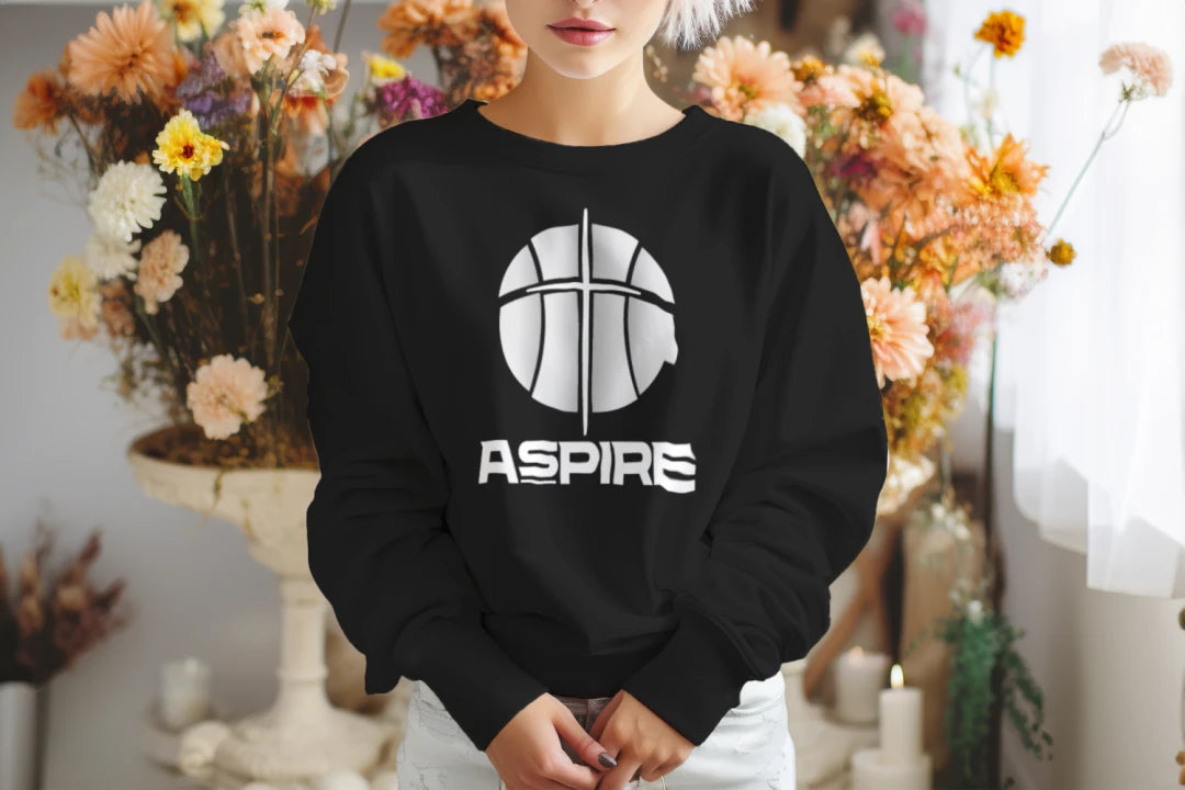 Aspire Basketball Crewneck Sweatshirt – White Logo | Fleece Crew