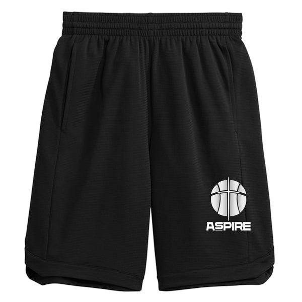 Aspire Men's Basketball Shorts – White Logo | PosiCharge Athletic Shorts