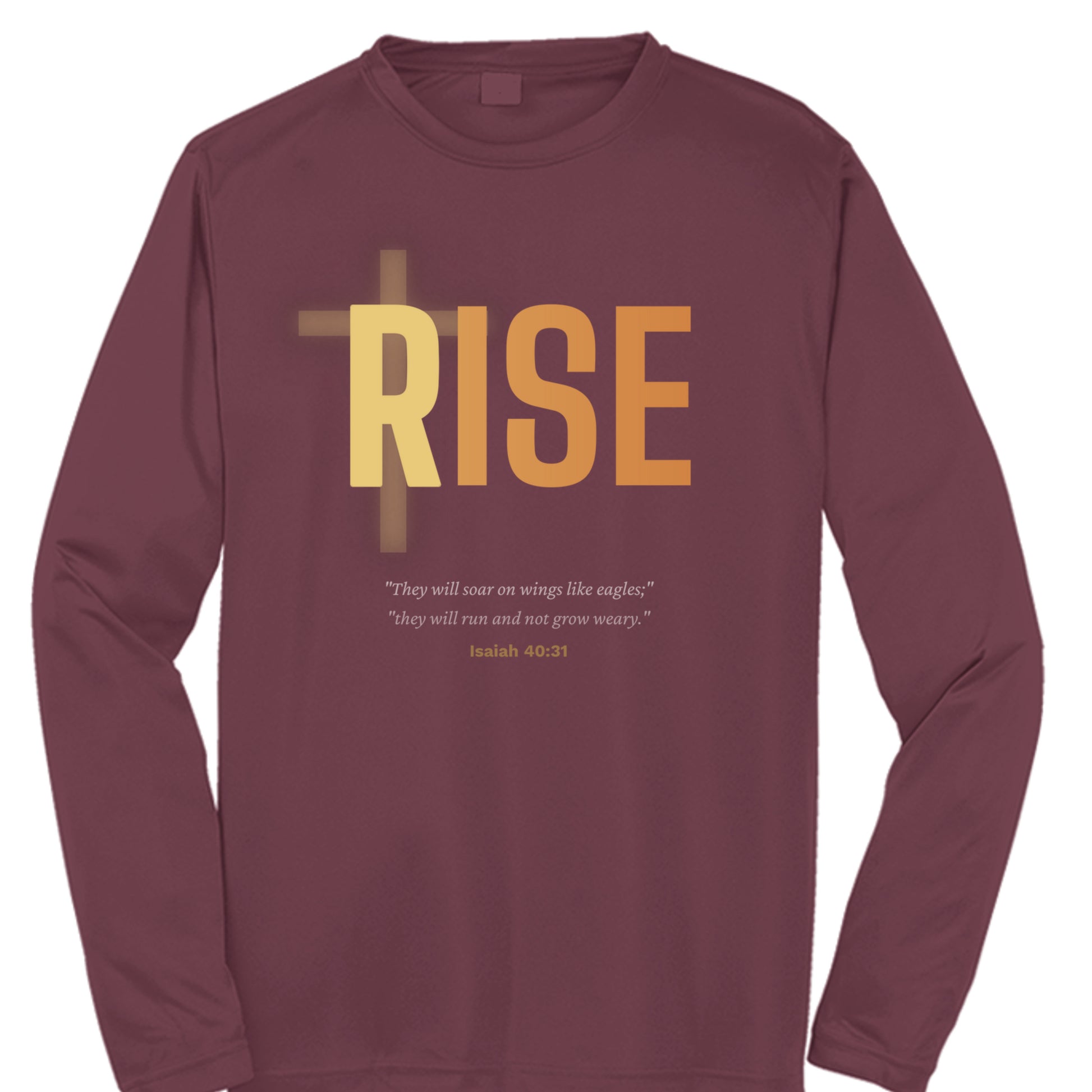 HIGHER™ Season One – Rise Performance Tee in Maroon, front view | Aspire Basketball Training