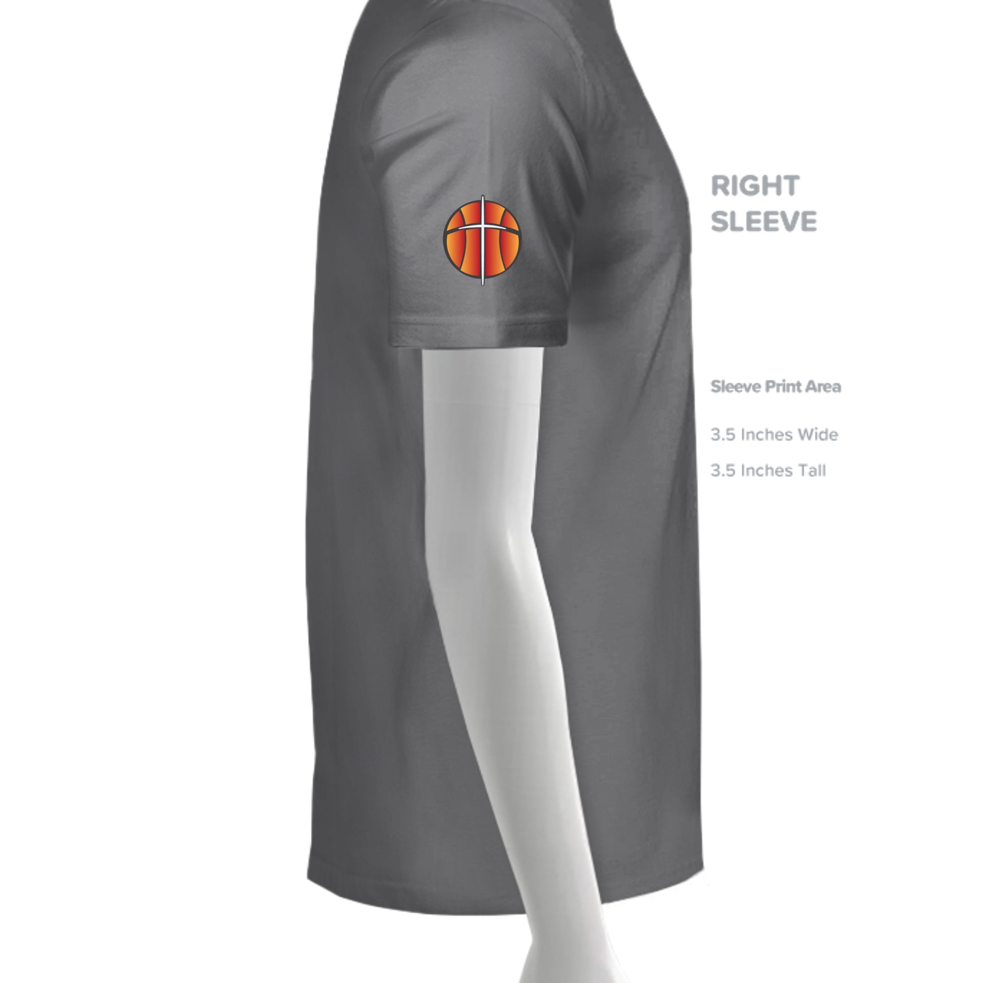 HIGHER™ Season One – Aspire Higher Performance Tee in Graphite, sleeve detail | Aspire Basketball Training